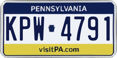 PA license plate KPW4791