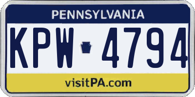 PA license plate KPW4794