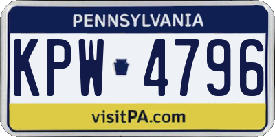 PA license plate KPW4796