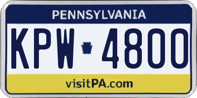 PA license plate KPW4800