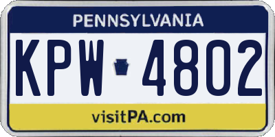 PA license plate KPW4802