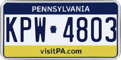 PA license plate KPW4803