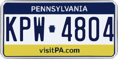 PA license plate KPW4804