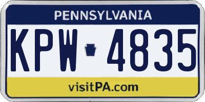 PA license plate KPW4835