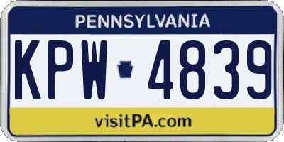 PA license plate KPW4839