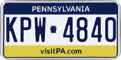 PA license plate KPW4840
