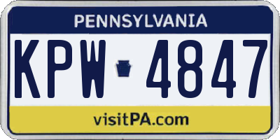 PA license plate KPW4847