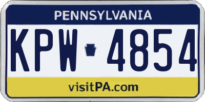 PA license plate KPW4854