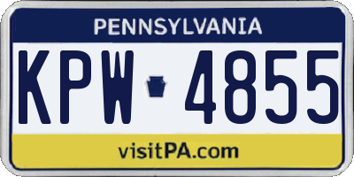 PA license plate KPW4855