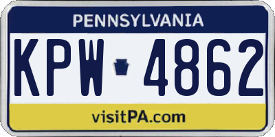 PA license plate KPW4862