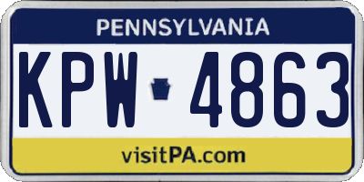 PA license plate KPW4863