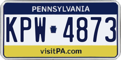 PA license plate KPW4873