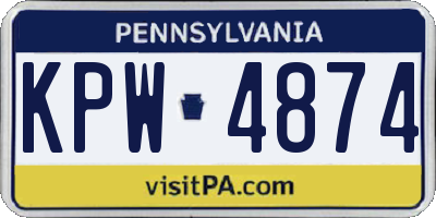 PA license plate KPW4874
