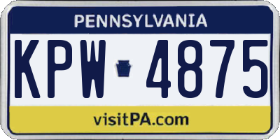 PA license plate KPW4875