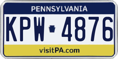 PA license plate KPW4876