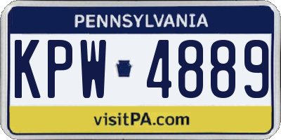 PA license plate KPW4889
