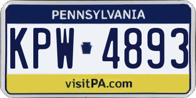 PA license plate KPW4893