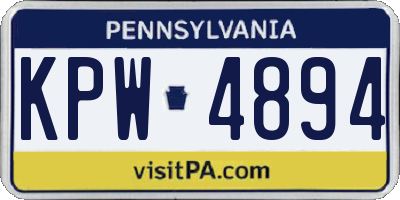 PA license plate KPW4894