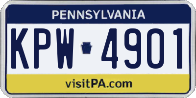 PA license plate KPW4901