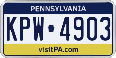 PA license plate KPW4903