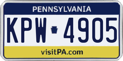 PA license plate KPW4905