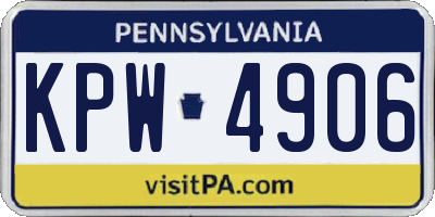 PA license plate KPW4906