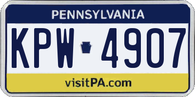 PA license plate KPW4907