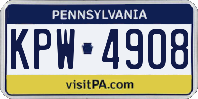 PA license plate KPW4908
