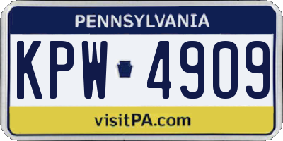 PA license plate KPW4909