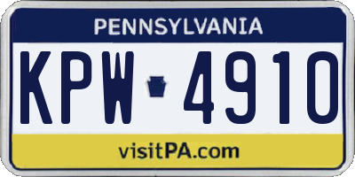 PA license plate KPW4910