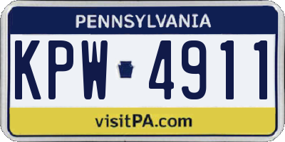 PA license plate KPW4911