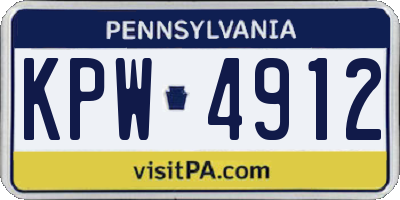 PA license plate KPW4912