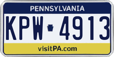 PA license plate KPW4913