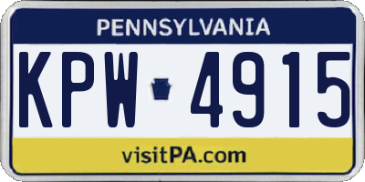 PA license plate KPW4915