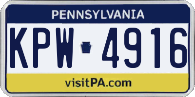 PA license plate KPW4916