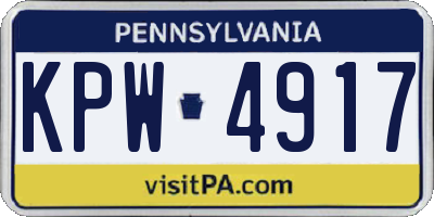 PA license plate KPW4917