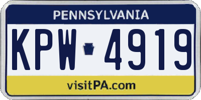 PA license plate KPW4919