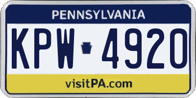 PA license plate KPW4920