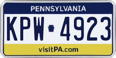 PA license plate KPW4923