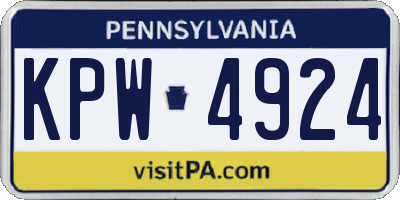 PA license plate KPW4924