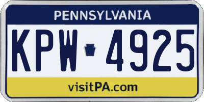 PA license plate KPW4925