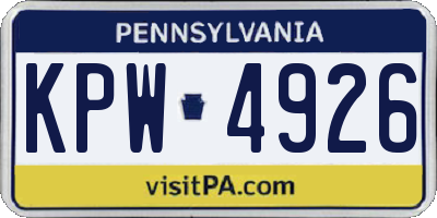 PA license plate KPW4926
