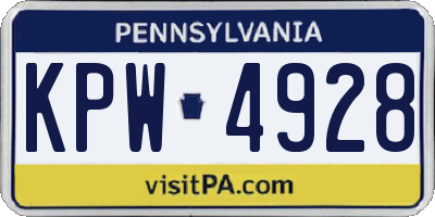 PA license plate KPW4928