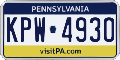 PA license plate KPW4930