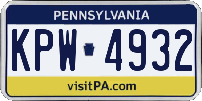PA license plate KPW4932