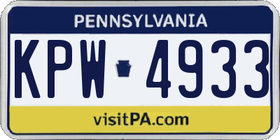 PA license plate KPW4933
