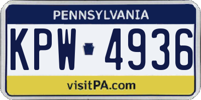 PA license plate KPW4936
