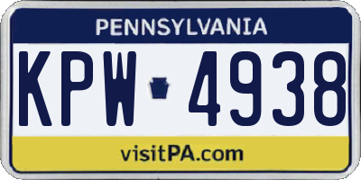PA license plate KPW4938