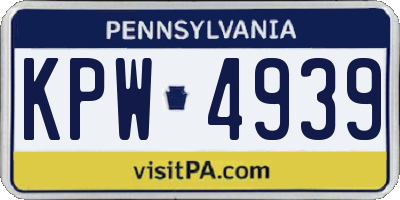 PA license plate KPW4939