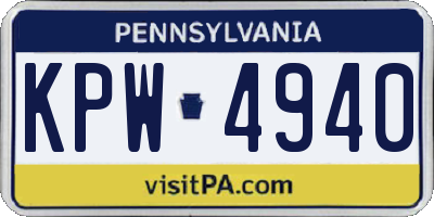 PA license plate KPW4940